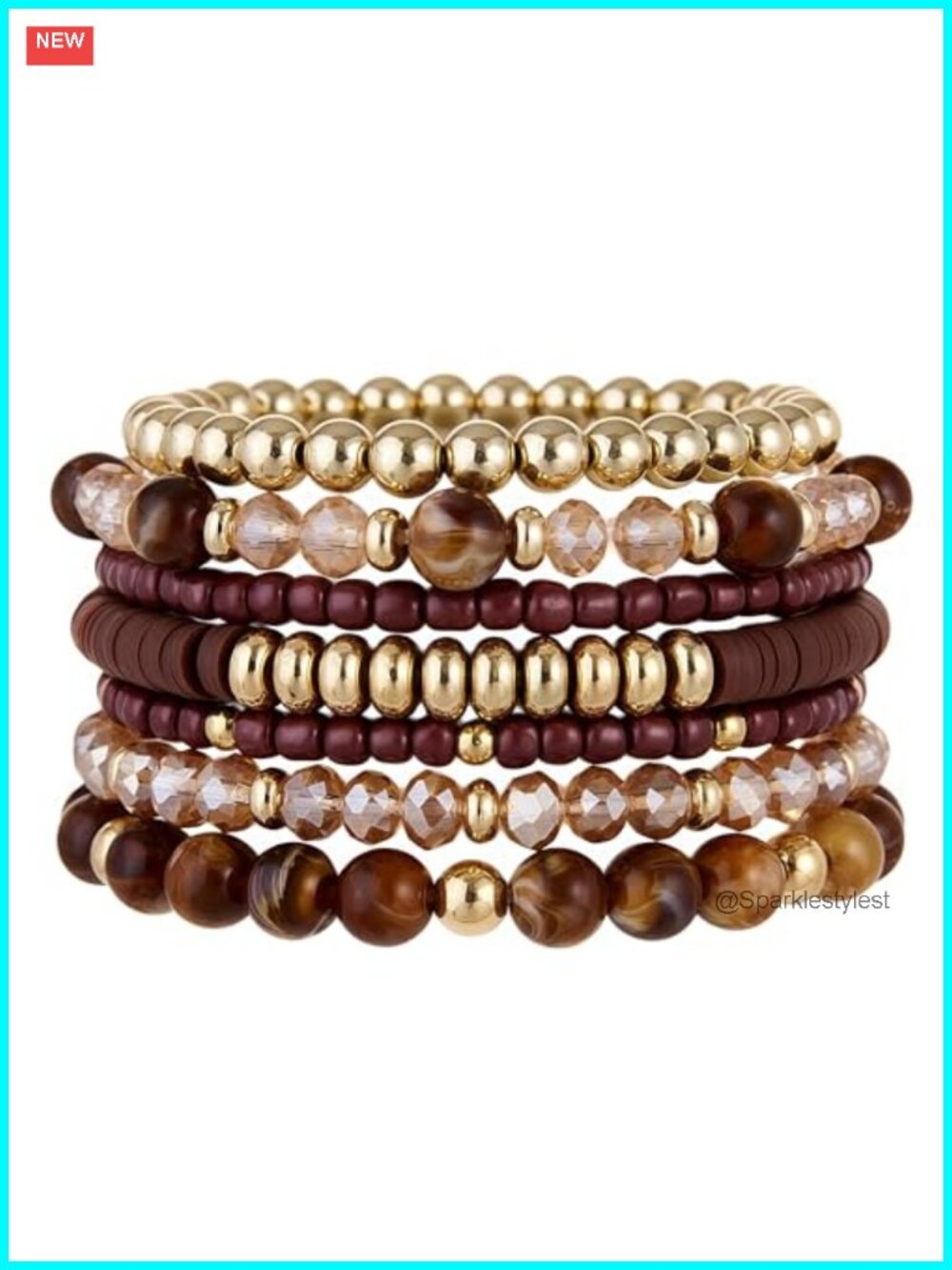Boho Beaded Stretch Bracelet Set Stackable 7 Piece Women Jewelry Gift